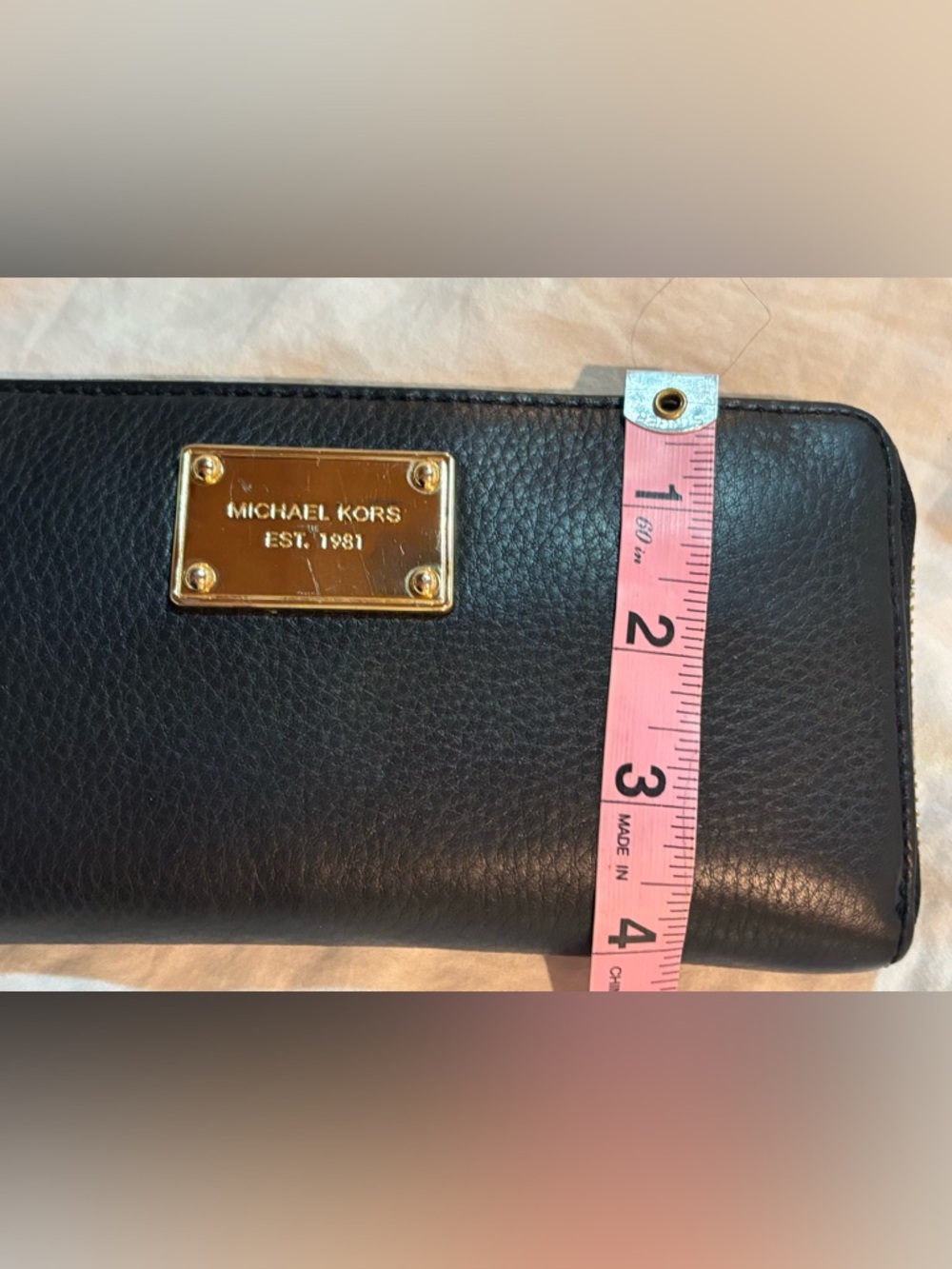 Michael Kors Black Leather Zip Wallet | Gold Plate Logo | Chic & Functional - Picture 11 of 12